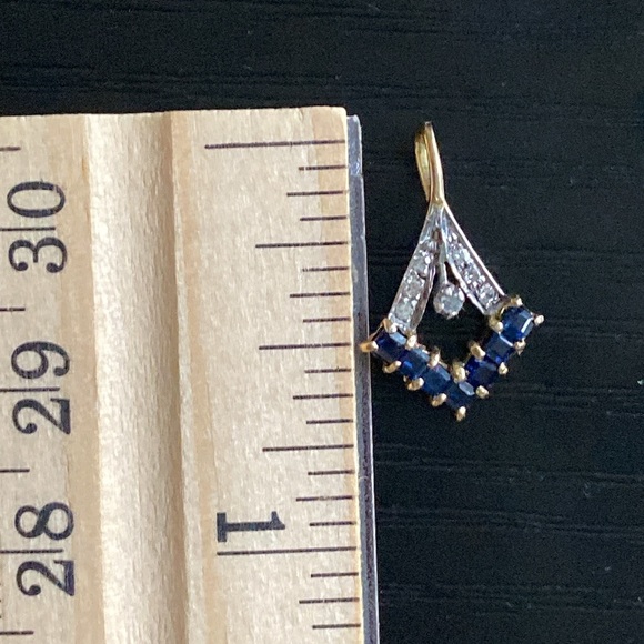 Genuine Sapphires and Diamonds 14k Gold Pendant - Picture 7 of 17